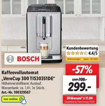 Lidl Bosch Kaffeevollautomat VeroCup 300 TIS30351DE Angebot