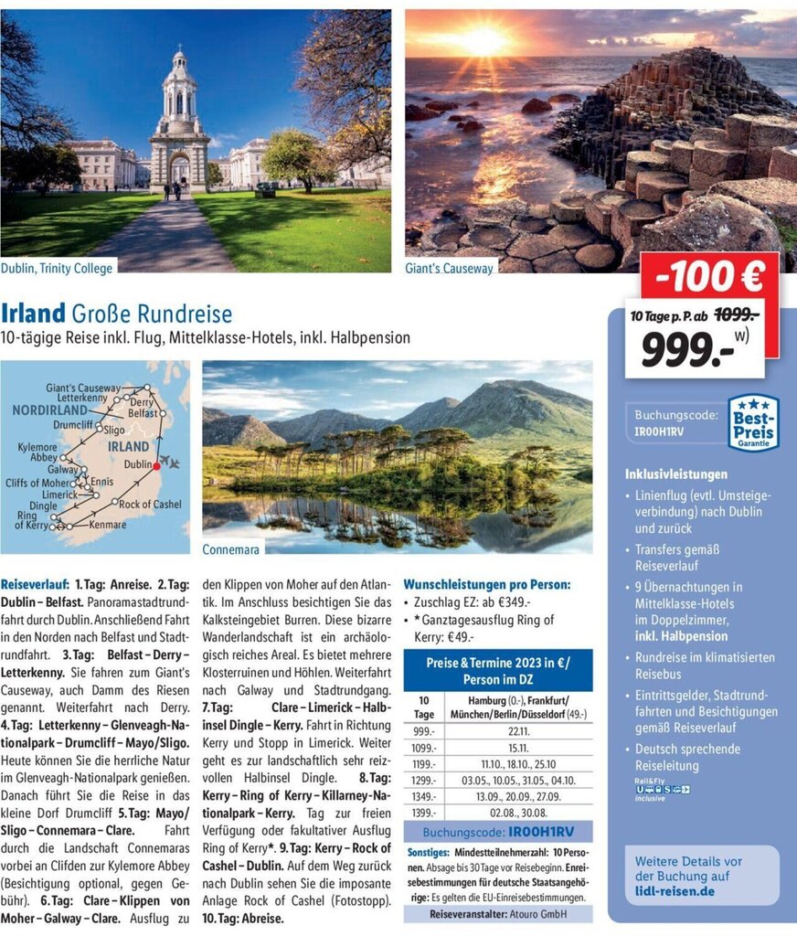 Irland Große Rundreise Angebot bei Lidl