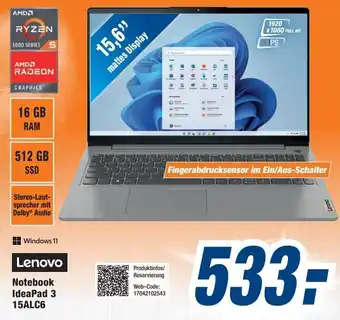 Expert Lenovo Notebook IdeaPad 3 15ALC6 Angebot