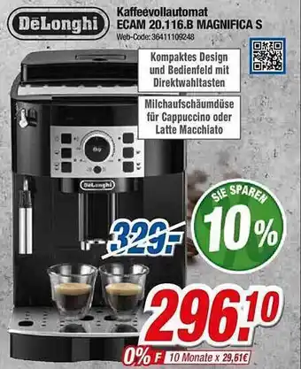 Expert Klein Dëlonghi kaffeevollautomat ecam 20.116.b magnifica s Angebot