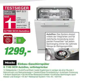 EP Miele einbau-geschirrspüler g 7160 scvi autodos, vollintegrierbar Angebot