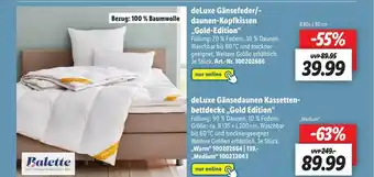 Lidl Balette deluxe gänsefeder oder daunen-kopfkissen „gold-edition“ oder gänsedaunen kassettenbettdecke „gold edition“ Angebot