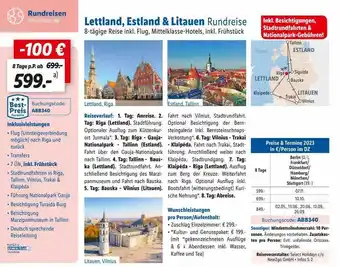 Lidl Reisen Lettland, estland & litauen rundreise Angebot