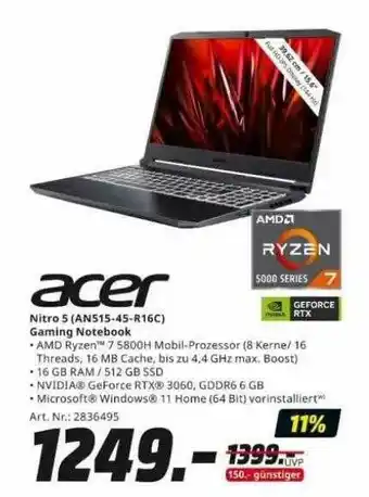 MediaMarkt Acer nitro 5 (an515-45-r16c) gaming notebook Angebot