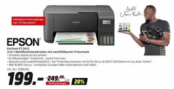 MediaMarkt Epson ecotank et-2812 3in1 multifunktionsdrucker mit nachfüllbarem tintentank Angebot