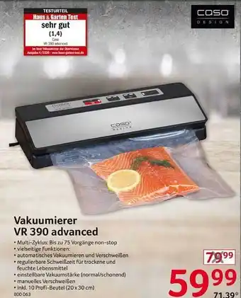 Selgros Vakuumierer vr 390 advanced Angebot