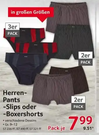 Selgros Herren-Pants, -Slips o. -Boxershorts 2/3st Angebot