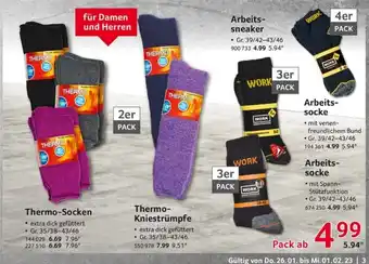 Selgros Thermo-Socken, Thermo-Kniestrumpfe, Arbeitssneaker. Arbeitssocke 2/3/4 Paar Angebot