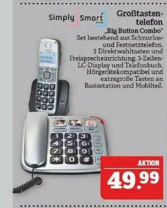 Marktkauf Simply Smart Großtasten Telefon „big Button Combo” Angebot