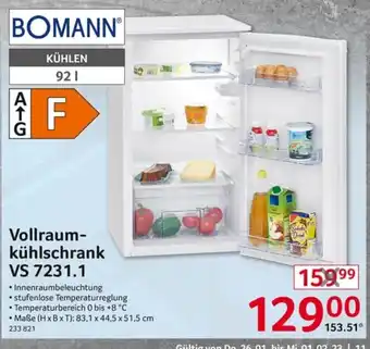 Selgros Bomann Vollraumkuhlschrank | VS7231.1 Angebot