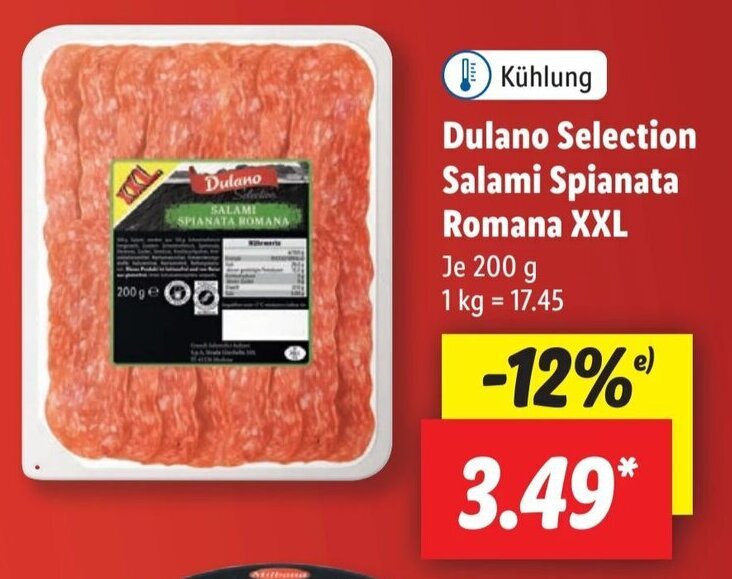 Dulano Selection Salami Spianta Romana XXL 200 g Angebot bei Lidl