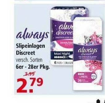 Multi Markt Always Slipeinlagen Discreet Angebot