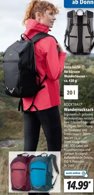 Lidl Rocktrail Wanderrucksack Angebot