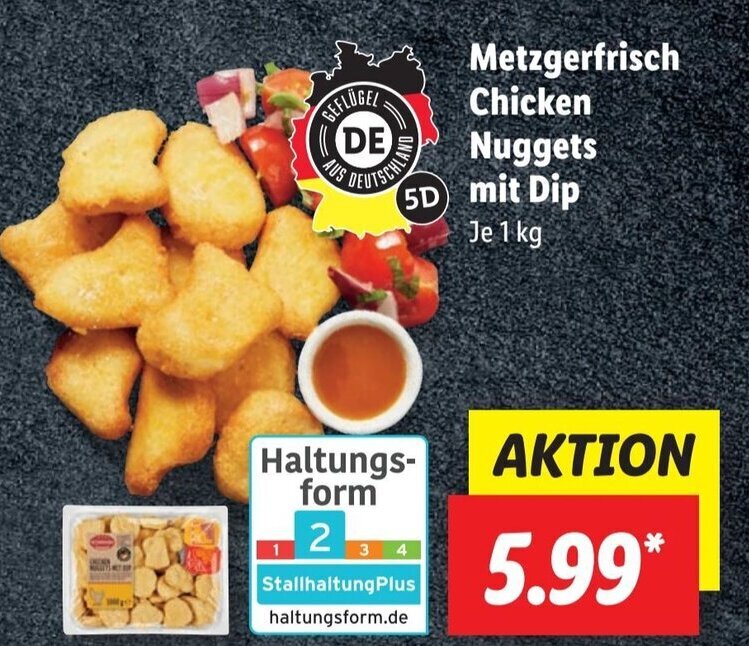 Metzgerfrisch Chicken Nuggets mit Dip 1 kg Angebot bei Lidl