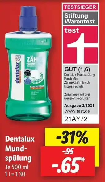 Lidl Dentalux Mundspülung 500 ml Angebot