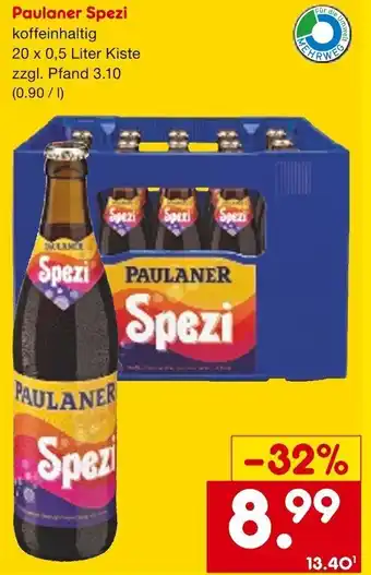 Netto Marken-Discount Paulaner Spezi 20x0,5 Liter Kiste Angebot