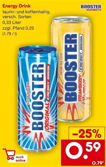 Netto Marken-Discount Booster Energy Drink 0,33 Liter Angebot