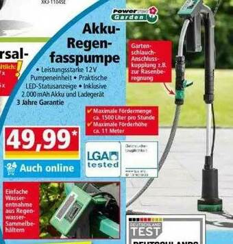 Norma Powertec Garden Akku-regenfasspumpe Angebot