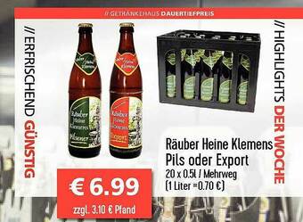 Getränkehaus Räuber Heine Klemens Pils Oder Export Angebot