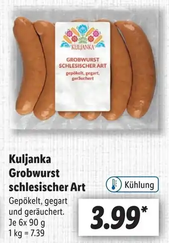 Lidl Kuljanka Grobwurst schlesischer Art 6x90 g Angebot