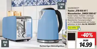 Lidl Silvercrest Toaster STB 950 A1/Wasserkocher SWKB 3100 A1 Angebot