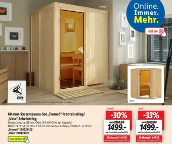 Lidl 68 mm Systemsauna Set ,,Tromsö" Fronteinstieg/Vasa Eckeinstieg Angebot