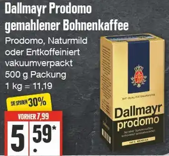 Edeka Frischemarkt Dallmayr Prodomo gemahlener Bohnenkaffee 500 g Packung Angebot