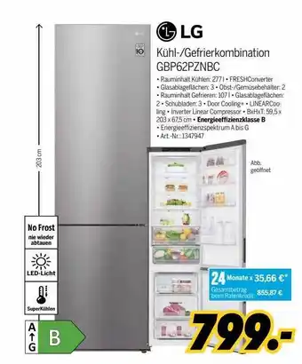 MEDIMAX Lg kühl- gefrierkombination gbp62pznbc Angebot