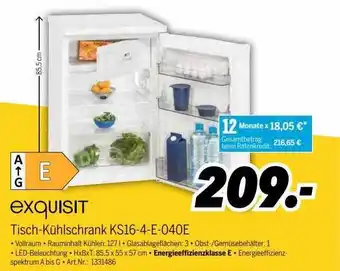 MEDIMAX Exquisit tisch-kühlschrank ks16-4+e+040e Angebot