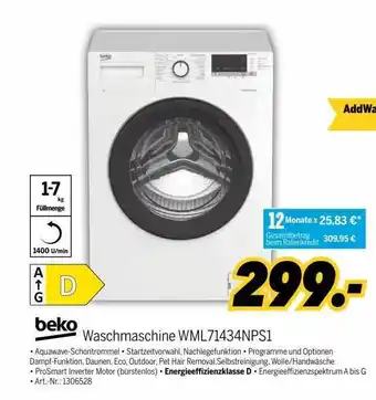 MEDIMAX Beko waschmaschine wml71434nps1 Angebot