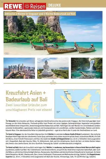 REWE Reisen Kreuzfahrt asien + badeurlaub auf bali Angebot