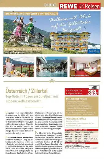 REWE Reisen Österreich zillertal Angebot