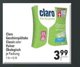 CITTI Markt Claro Geschirrspültabs Classic Oder Pulver ökologisch Angebot