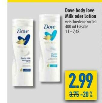 diska Dove Body Love Milk Oder Lotion Angebot