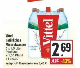 Edeka Vittel Narürliches Mineralwasser Angebot