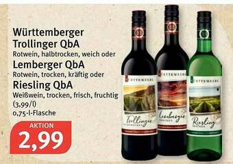 Feneberg Württemberger Trollinger Qba Oder Lemberger Qba Oder Riesling Qba Angebot