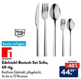 Aldi Süd Bergner Edelstahl Besteck Set Sofia, 60-tlg. Angebot