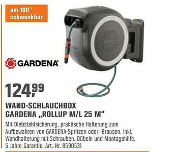 OBI Wand-schlauchbox Gardena „rollup M L 25 M” Gardena Angebot