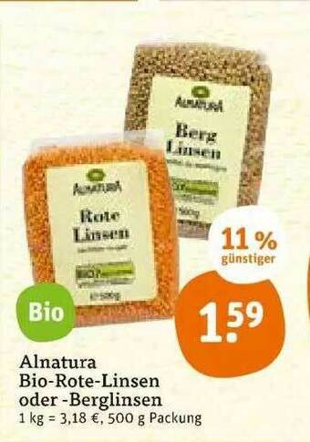 tegut Alnatura Bio-rote-linsen Oder -berglinsen Angebot