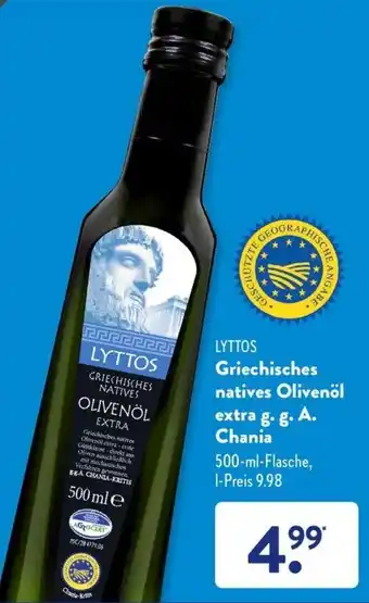 Aldi Süd Lyttos Griechisches natives Olivenöl extra g.g.A. Chania 500 ml Flasche Angebot