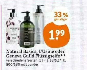 tegut Natural Basics, L'usine Oder Geneva Guild Flüssigseife Angebot