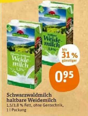 tegut Schwarzwaldmilch Haltbare Weidemilch Angebot