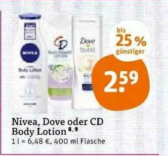 tegut Nivea, Dove Oder Cd Body Lotion Angebot