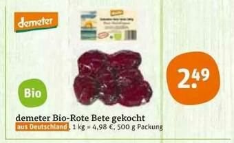 tegut Demeter Bio-rotte Bete Gekocht Angebot