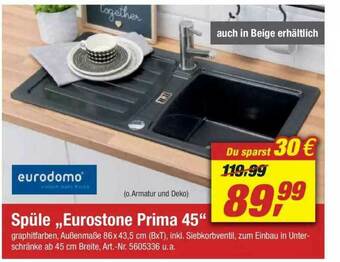 toom Baumarkt Eurodomo Spüle „eurostone Prima 45” Angebot