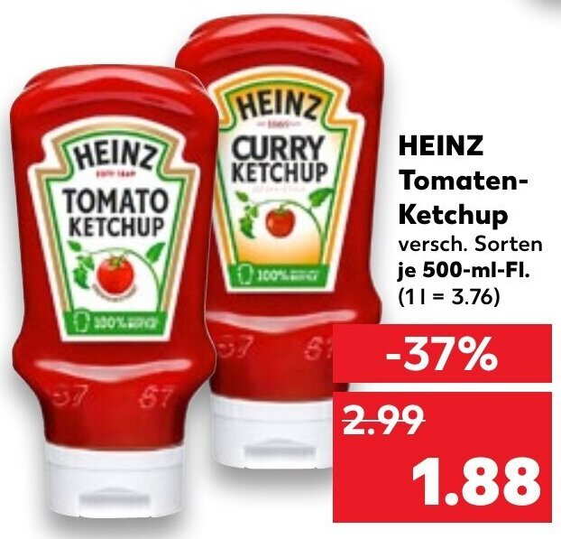 Heinz Tomaten Ketchup 500 ml Fl. Angebot bei Kaufland