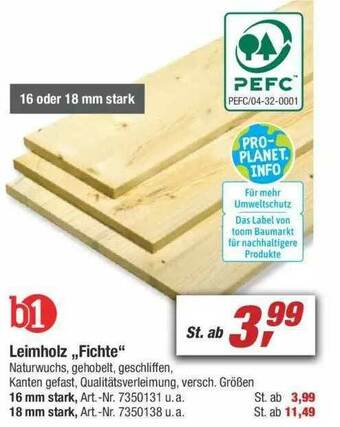 toom Baumarkt Leimholz „fichte” B1 Angebot