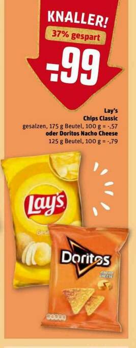 REWE Kaufpark Lay's Chips Classic Oder Doritos Nacho Cheese Angebot