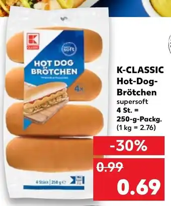 Kaufland K-Classic Hot Dog Brötchen 250 g Packg. Angebot