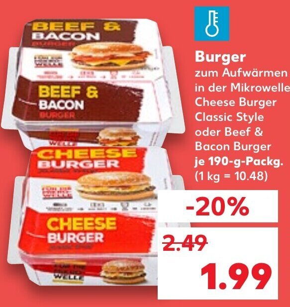Burger 190 g Packg. Angebot bei Kaufland